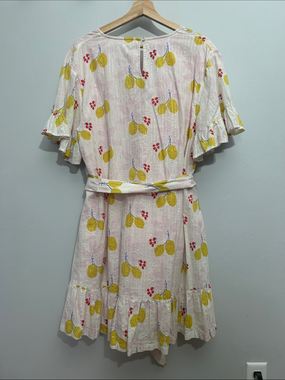 Pink Chicken Lemon Print Halsey Dress sz L - Picture 4 of 8